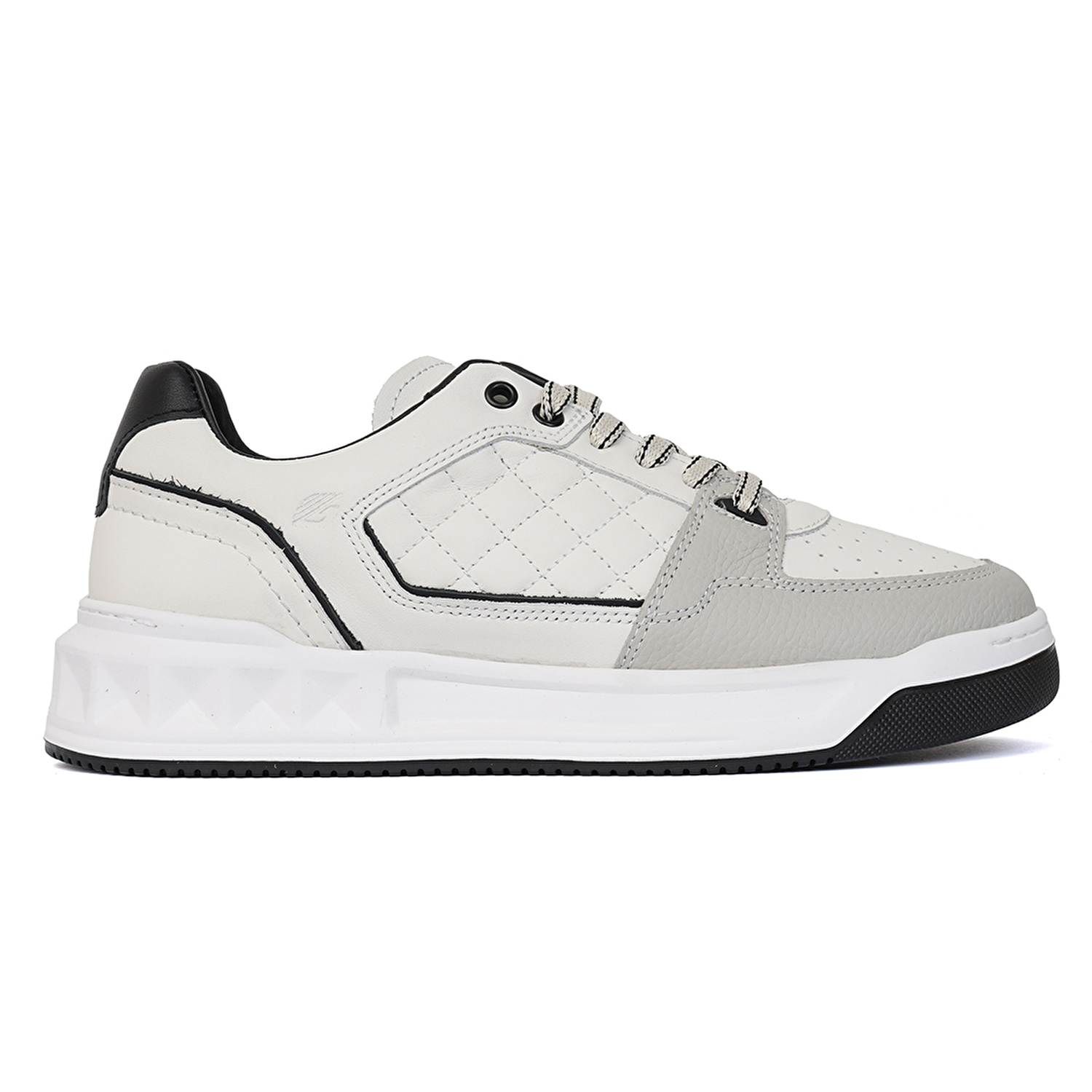 Erkek Beyaz Siyah Hakiki Deri Sneaker Ayakkabı 3Y1SA17000-1
