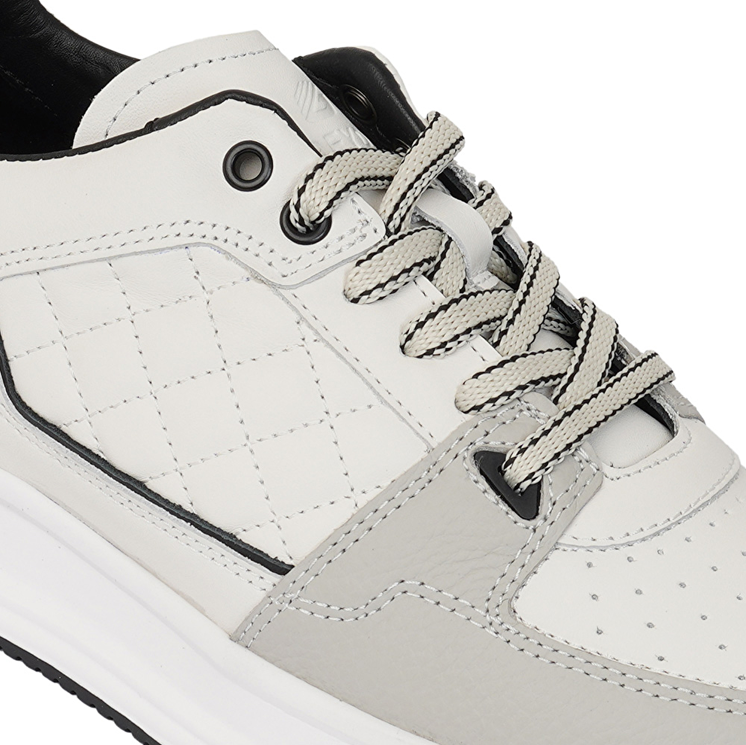 Erkek Beyaz Siyah Hakiki Deri Sneaker Ayakkabı 3Y1SA17000-4