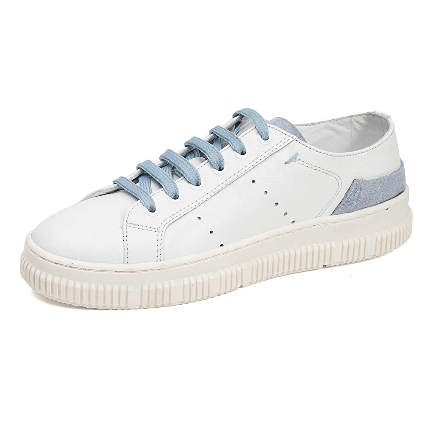 Kadın Beyaz Mavi Hakiki Deri Sneaker Ayakkabı 3Y2CA50753-2