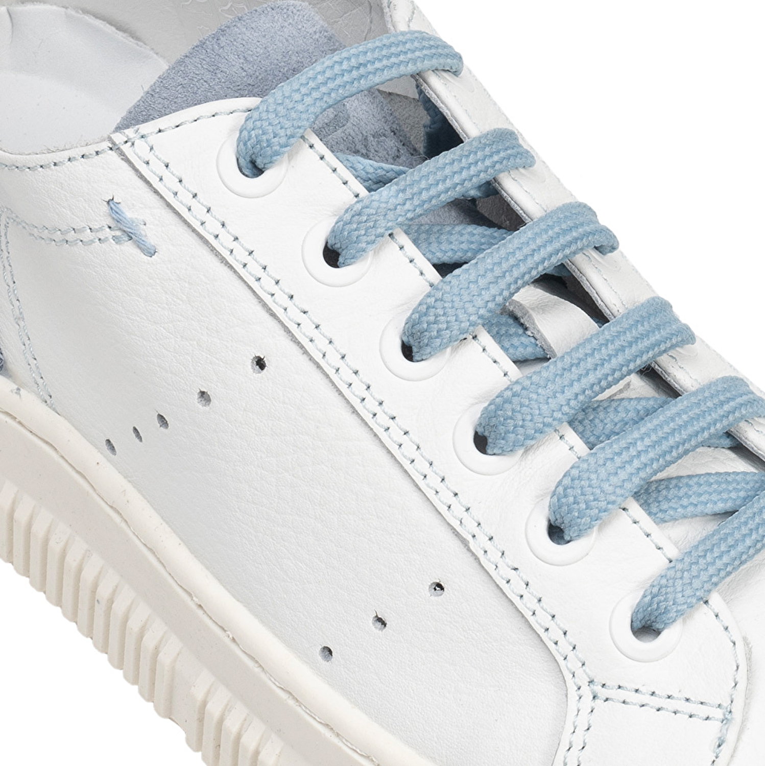 Kadın Beyaz Mavi Hakiki Deri Sneaker Ayakkabı 3Y2CA50753-4