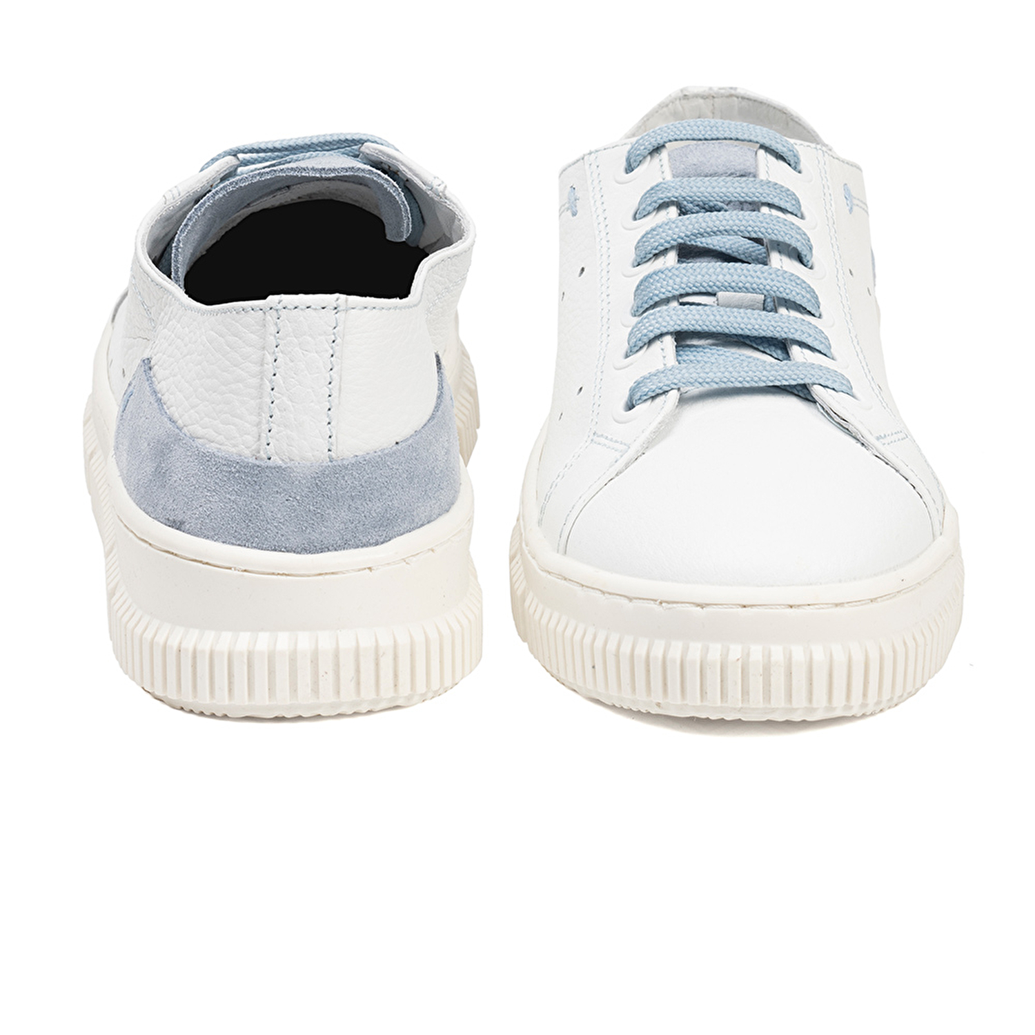 Kadın Beyaz Mavi Hakiki Deri Sneaker Ayakkabı 3Y2CA50753-6