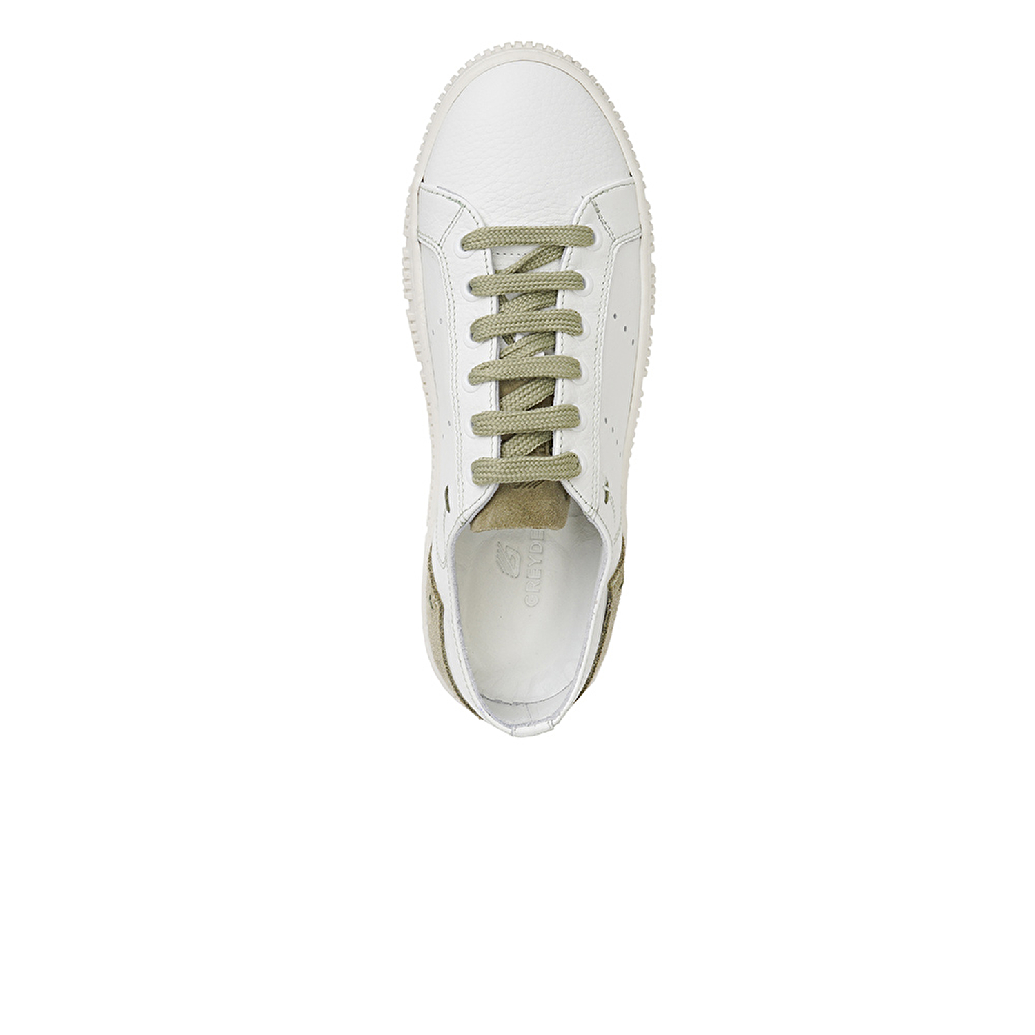 Kadın Beyaz Olive Hakiki Deri Sneaker Ayakkabı 3Y2CA50753-3