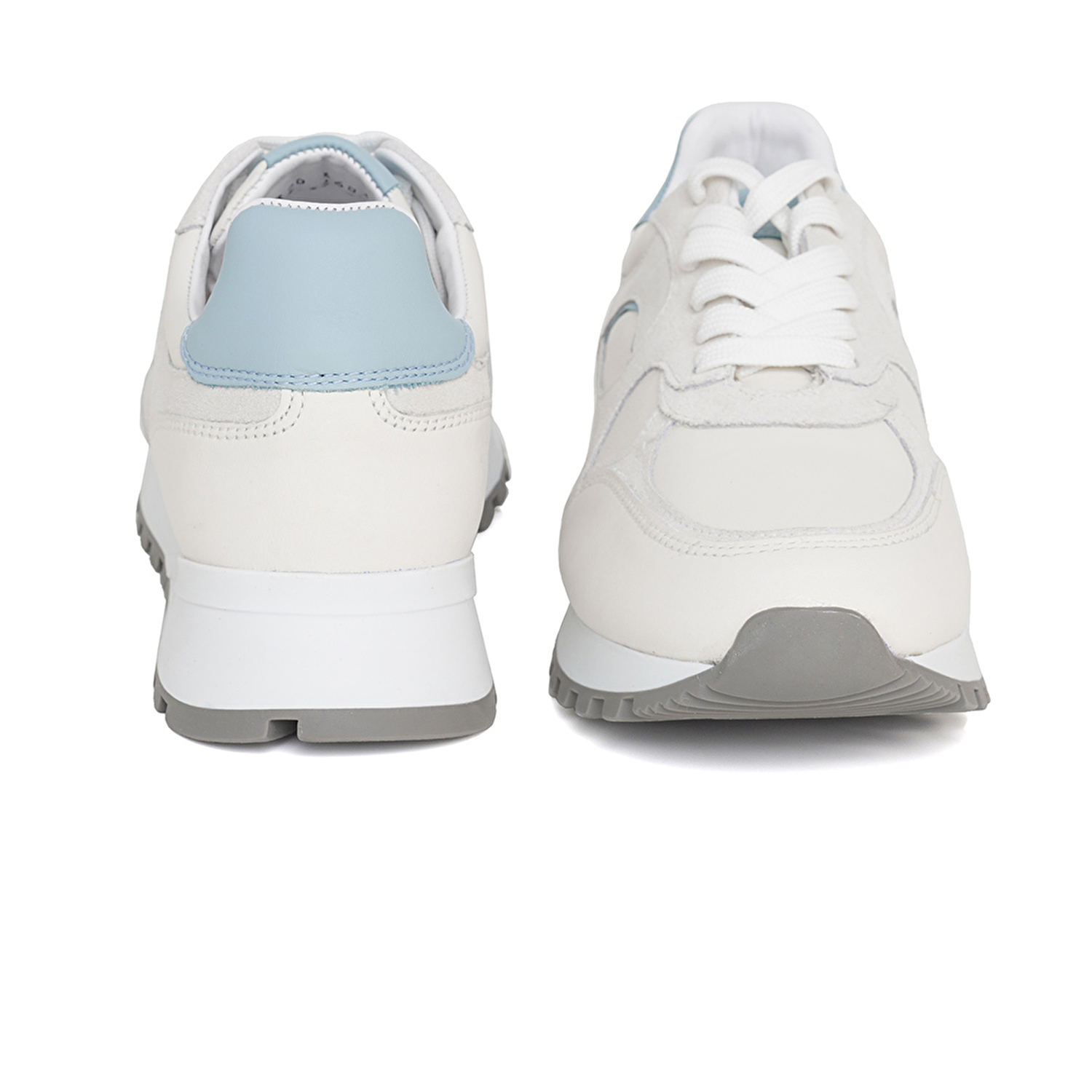 Kadın Kırık Beyaz Mavi Hakiki Deri Spor Ayakkabı 3Y2SA32320-6