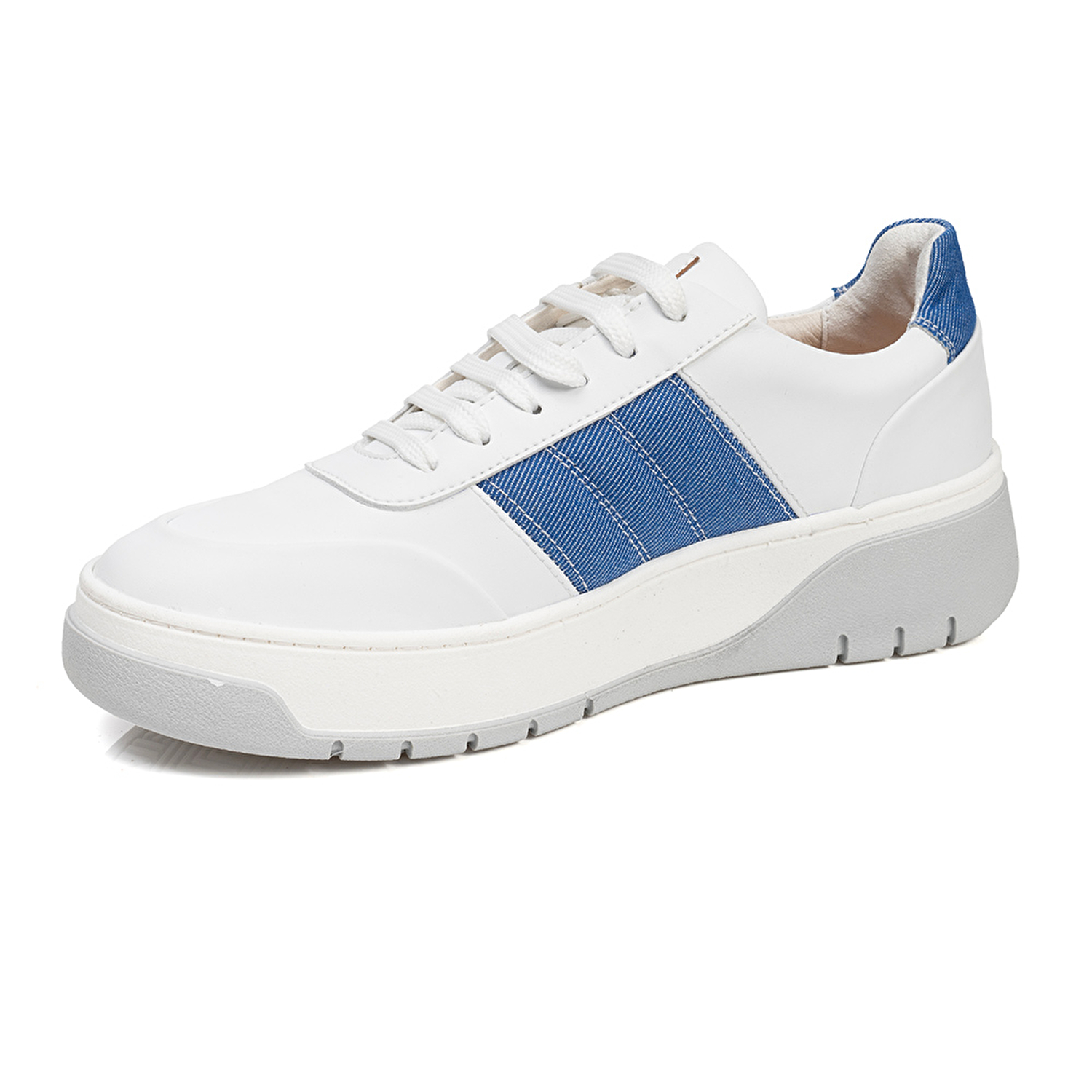 GreyderLAB Kadın Beyaz Mavi Hakiki Deri Sneaker Ayakkabı 3Y2SA45050-2