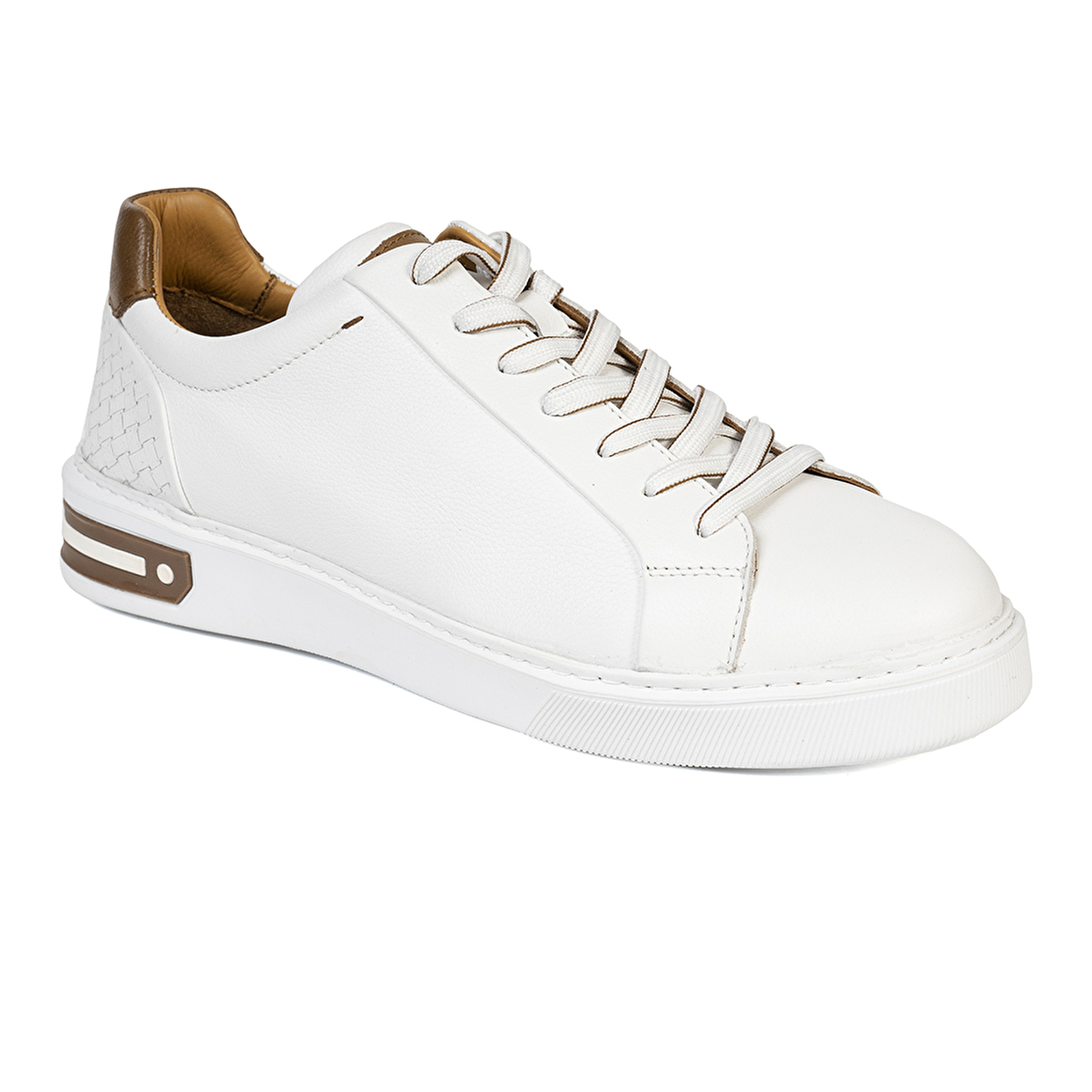 Erkek Beyaz Hakiki Deri Sneaker Ayakkabı 4Y1SA14811-1