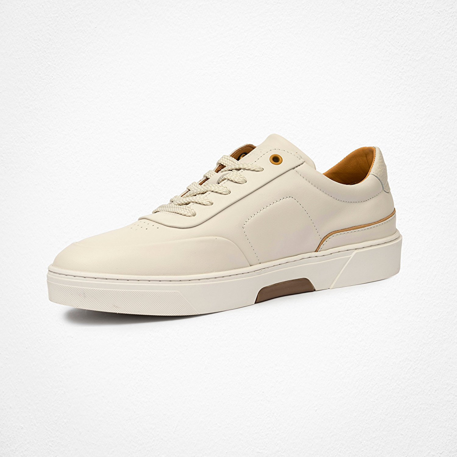 Erkek Kirli Beyaz Hakiki Deri Sneaker Ayakkabı 4Y1SA17421-3