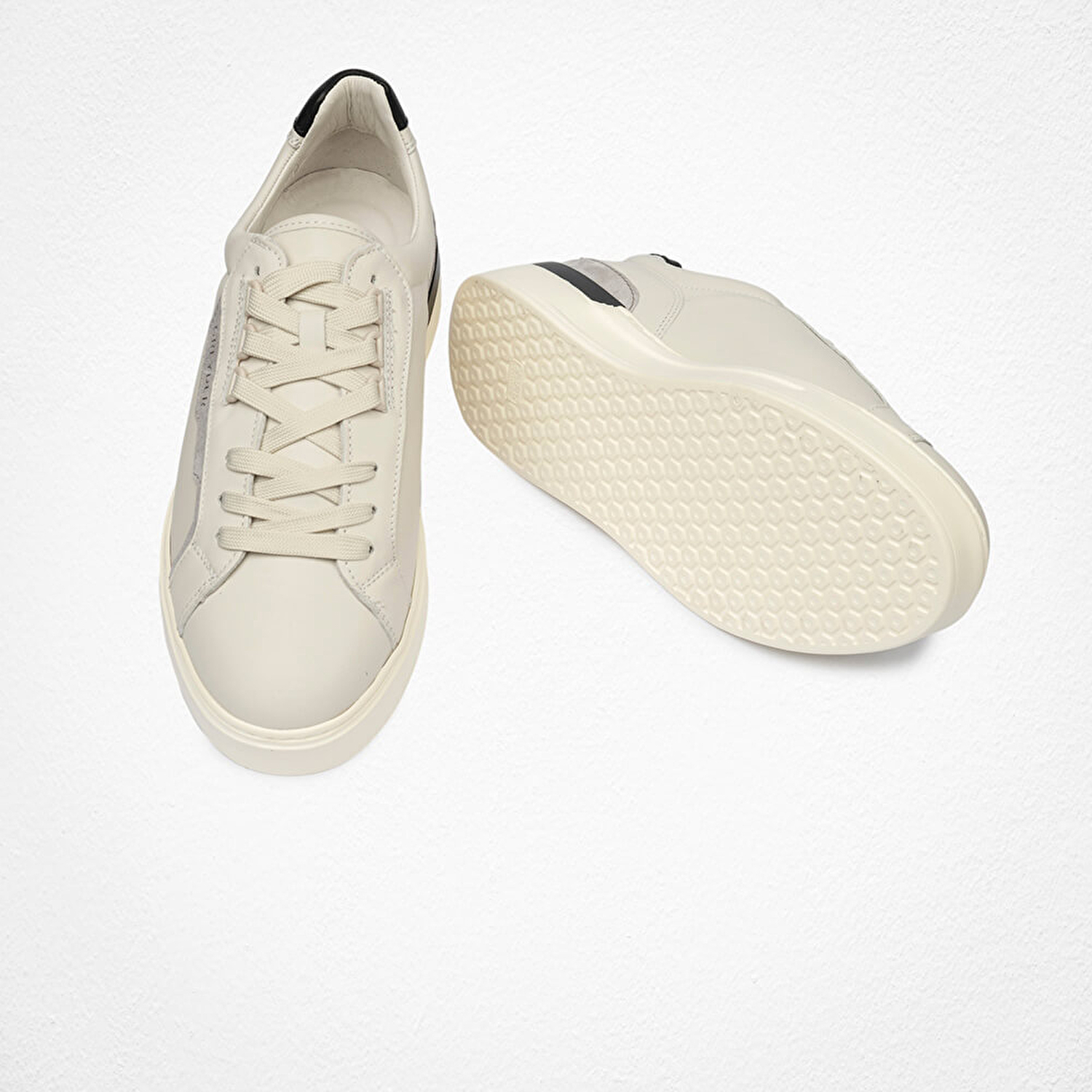 Erkek Kirli Beyaz Hakiki Deri Sneaker Ayakkabı 4Y1SA17430-6