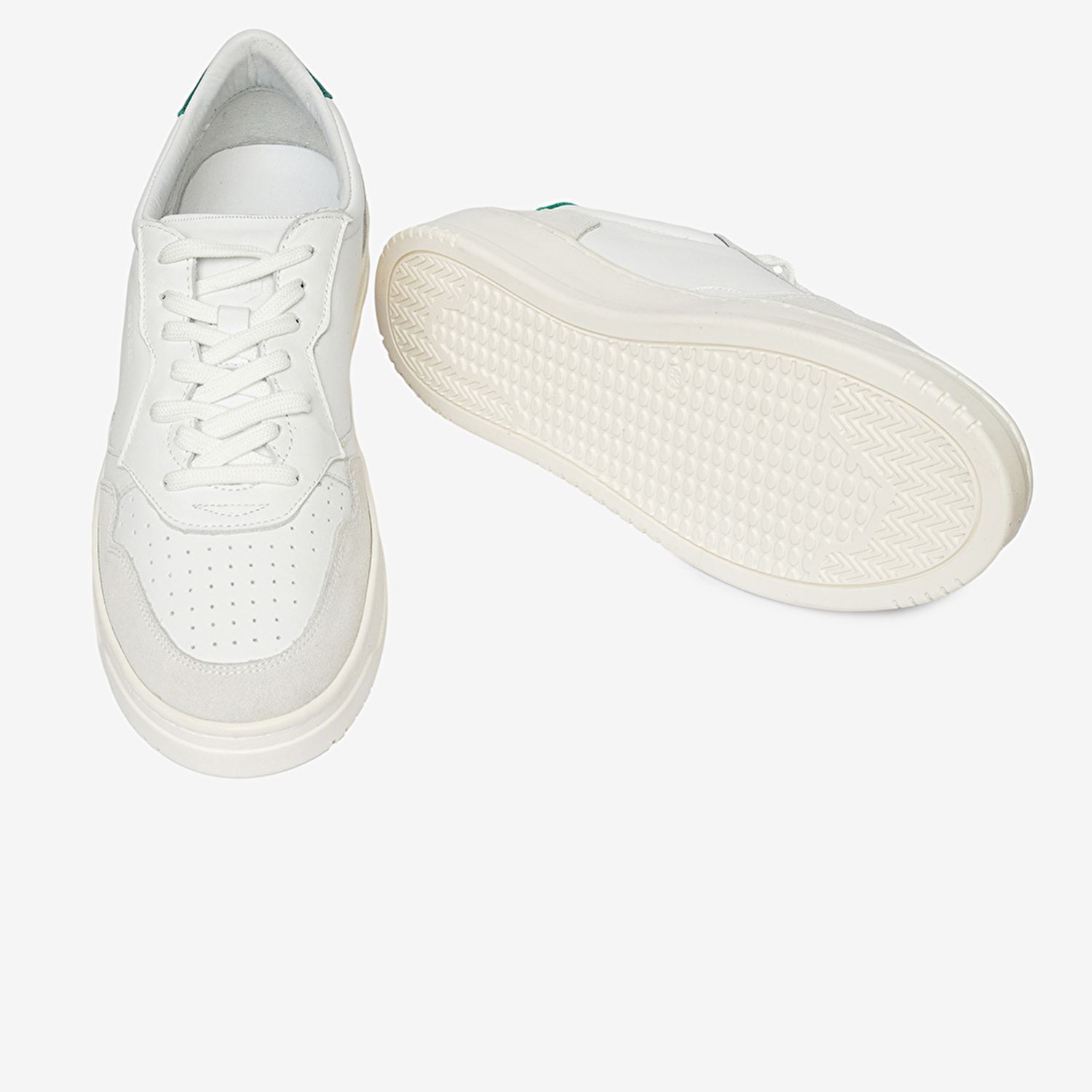 Erkek Beyaz Yeşil Hakiki Deri Sneaker Ayakkabı 4Y1SA62609-6
