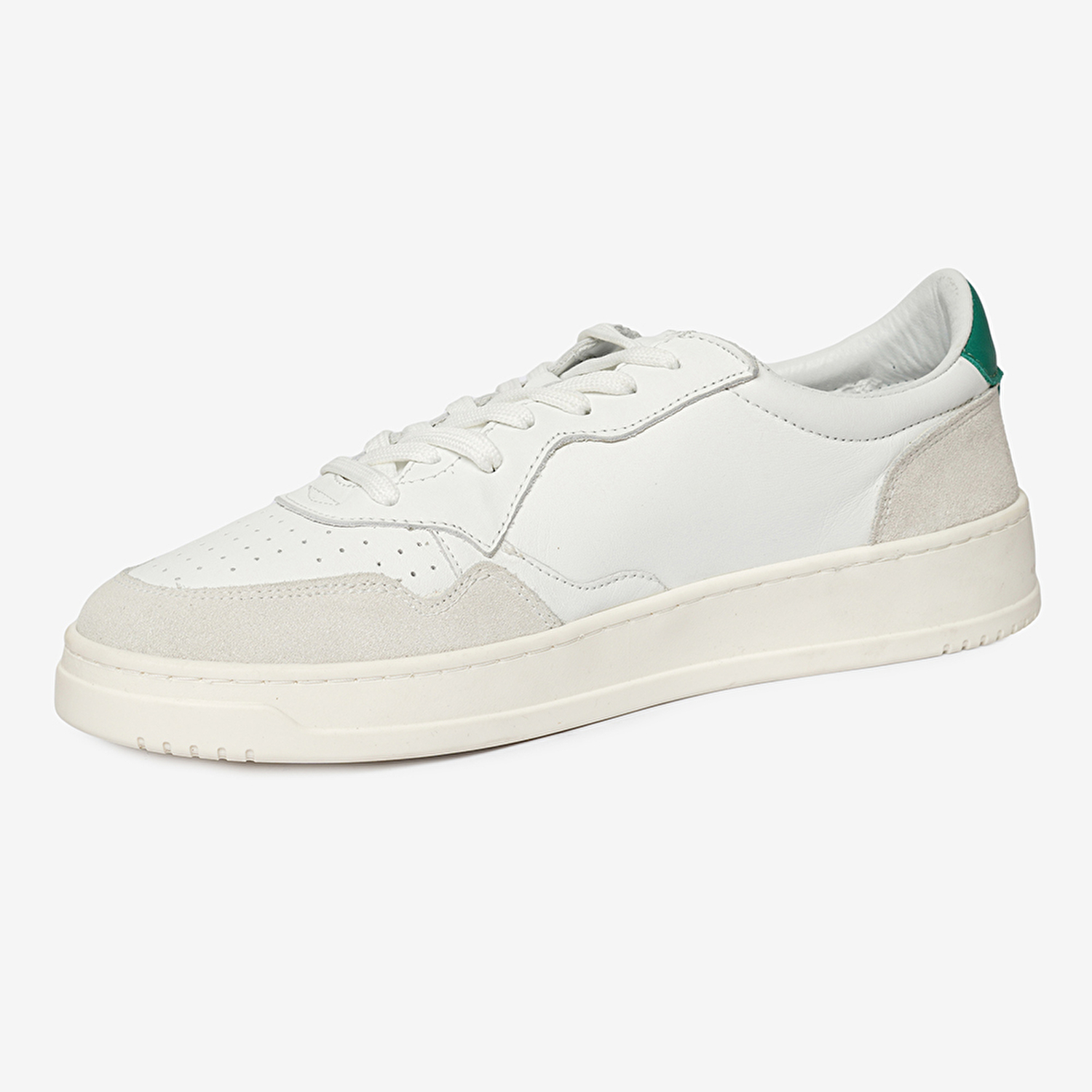 Erkek Beyaz Yeşil Hakiki Deri Sneaker Ayakkabı 4Y1SA62609-3