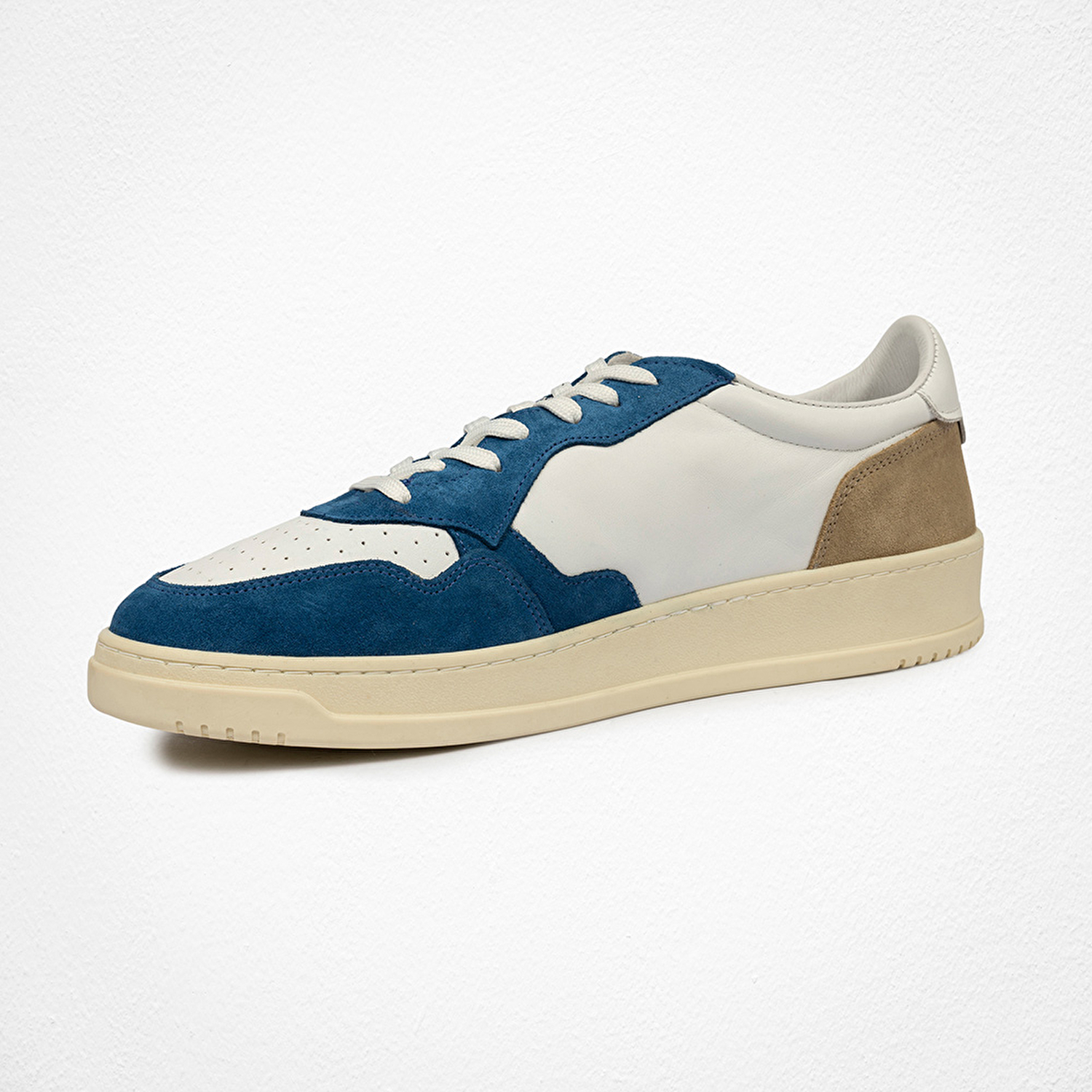 Erkek Saks Beyaz Hakiki Deri Sneaker Ayakkabı 4Y1SA62609-5