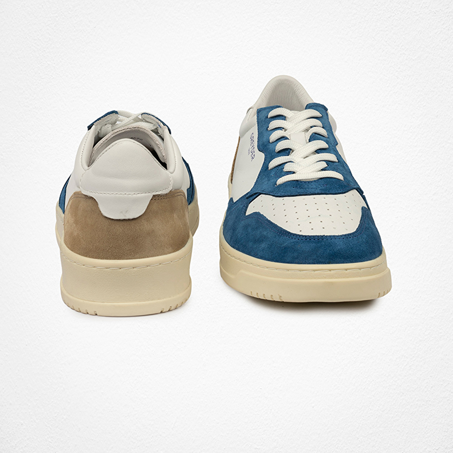 Erkek Saks Beyaz Hakiki Deri Sneaker Ayakkabı 4Y1SA62609-9