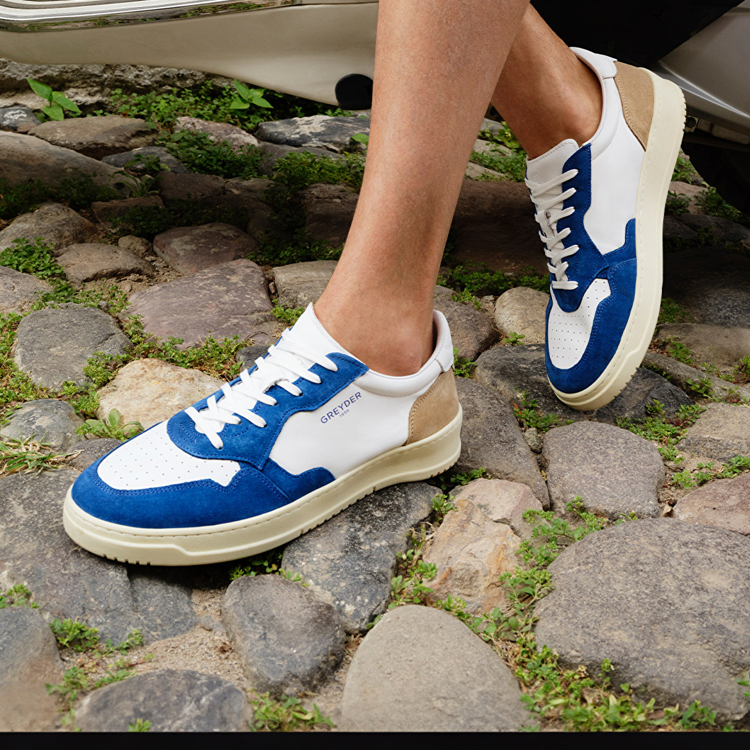Erkek Saks Beyaz Hakiki Deri Sneaker Ayakkabı 4Y1SA62609-3