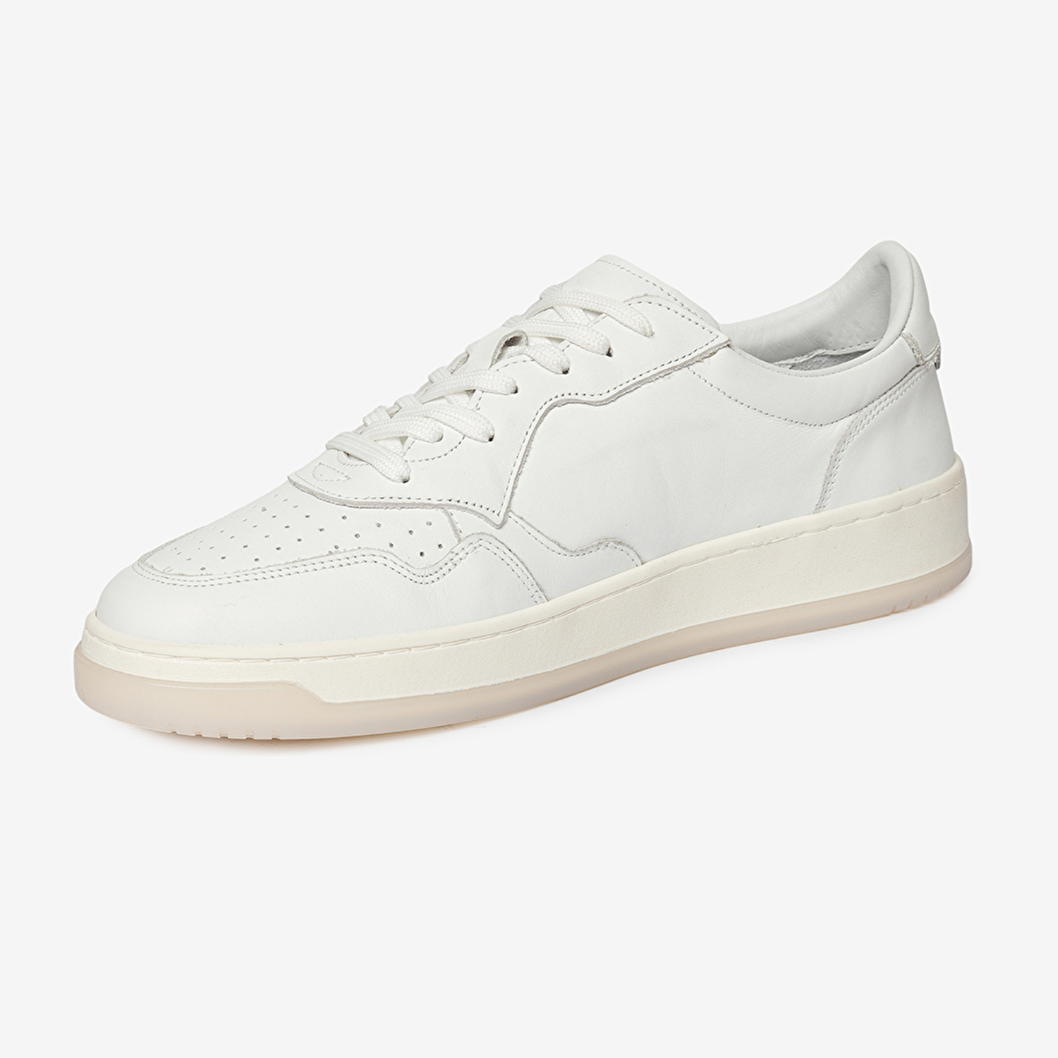 Erkek Kırık Beyaz Hakiki Deri Sneaker Ayakkabı 4Y1SA62609-3