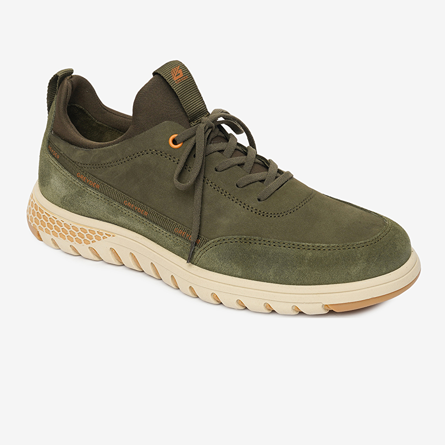 Erkek Haki Hakiki Deri Sneaker Ayakkabı 4Y1UA17611-1