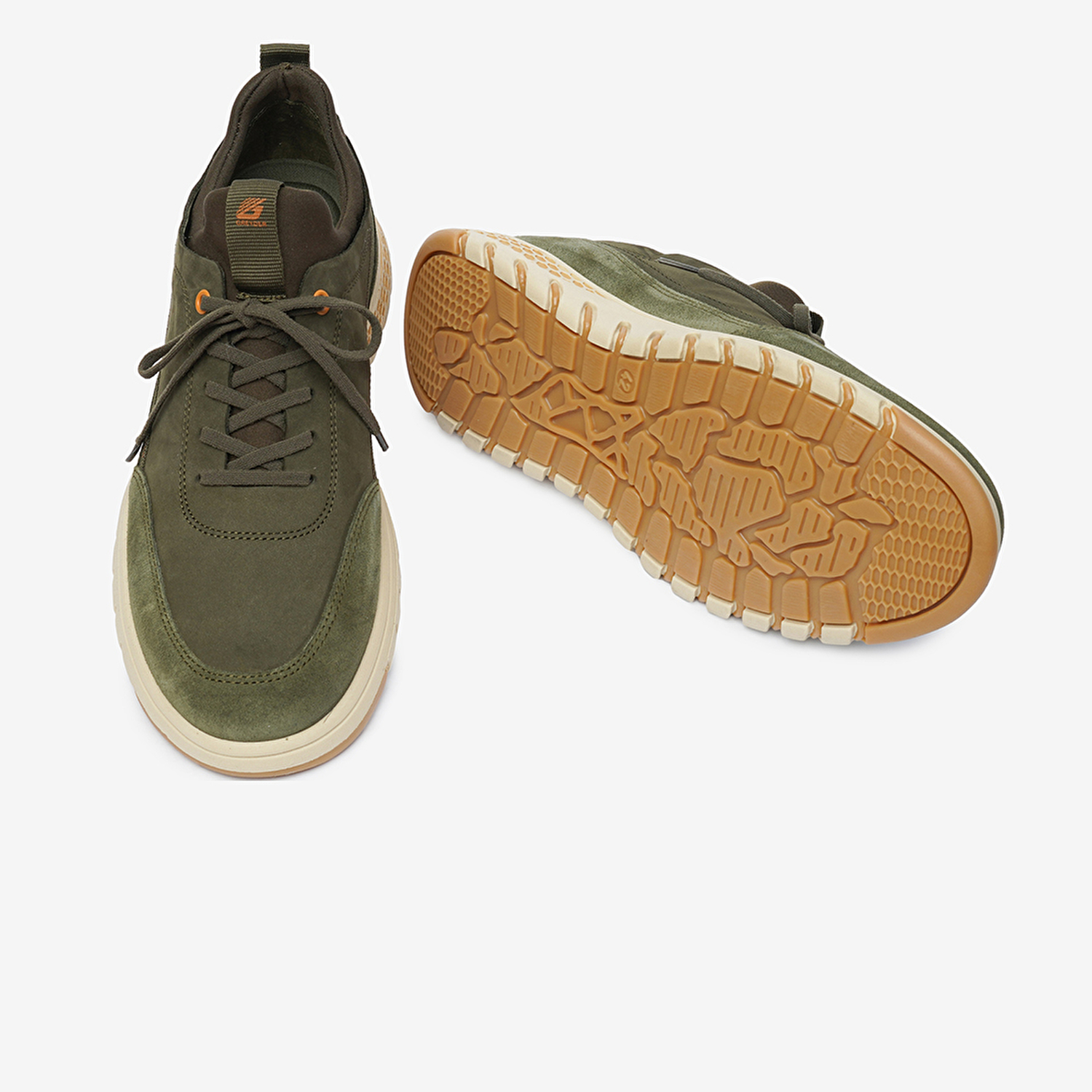 Erkek Haki Hakiki Deri Sneaker Ayakkabı 4Y1UA17611-6