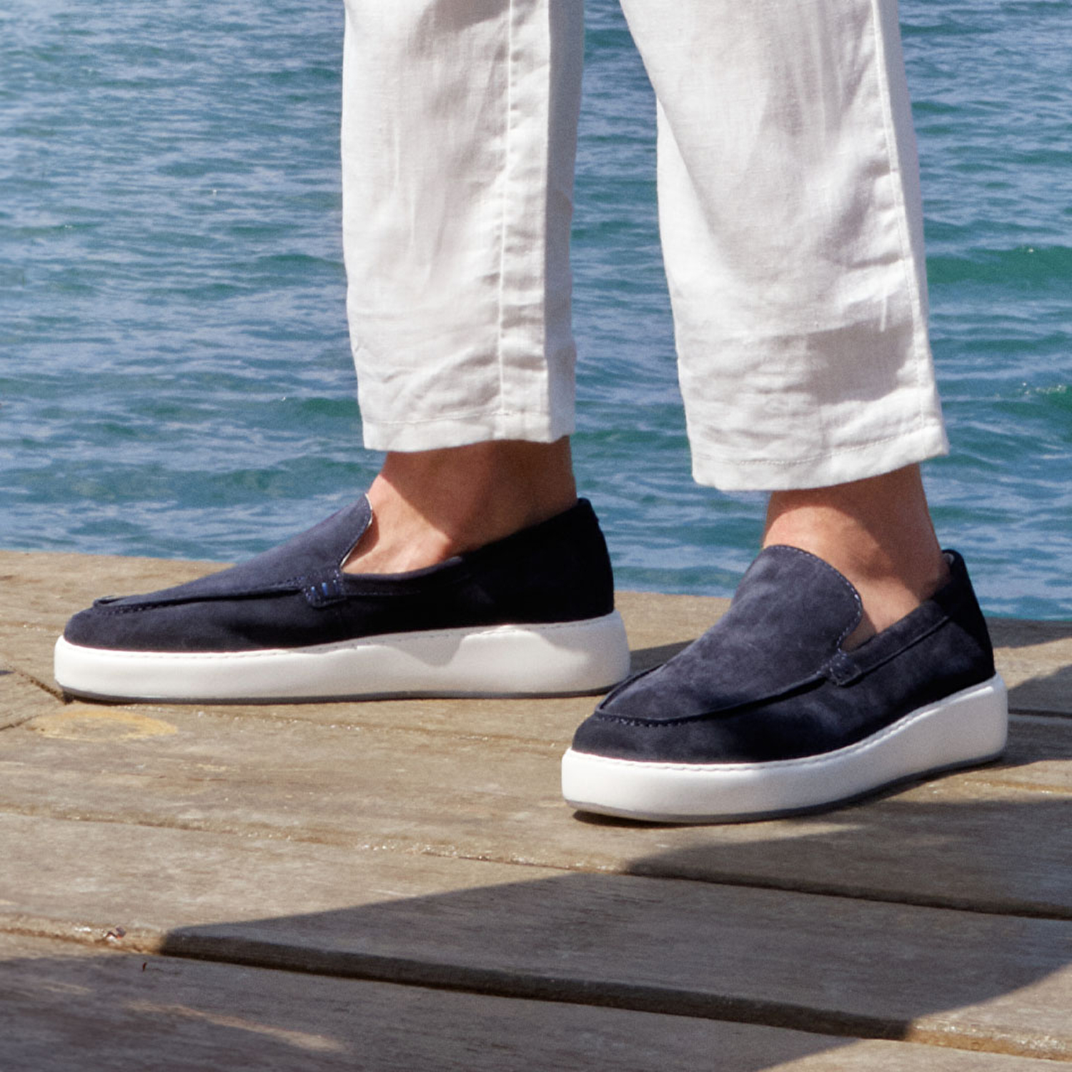 Erkek Lacivert Hakiki Deri Loafer Ayakkabı 4Y1UA64565-3