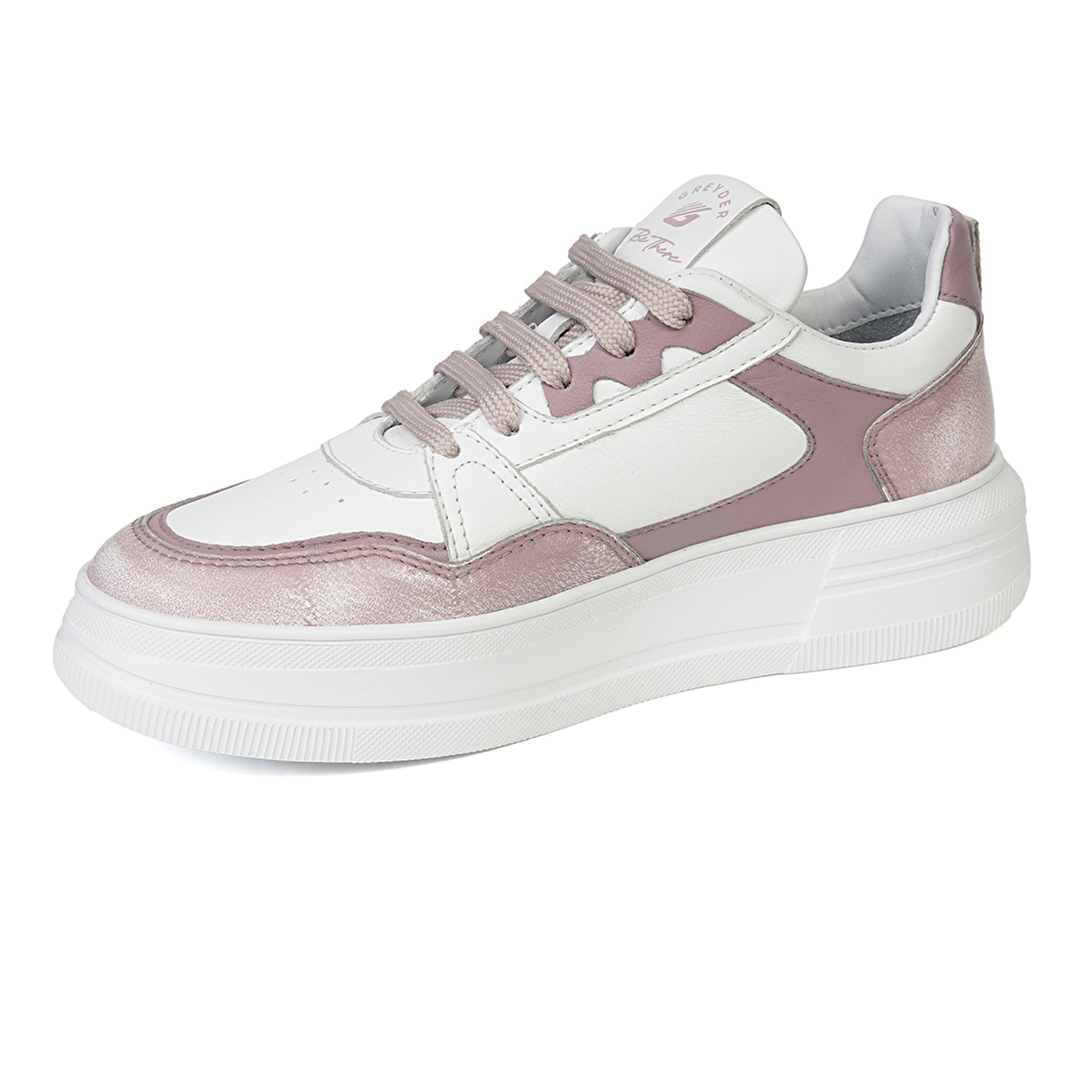 Kadın Lila Beyaz Hakiki Deri Sneaker Ayakkabı 4Y2SA33220-2