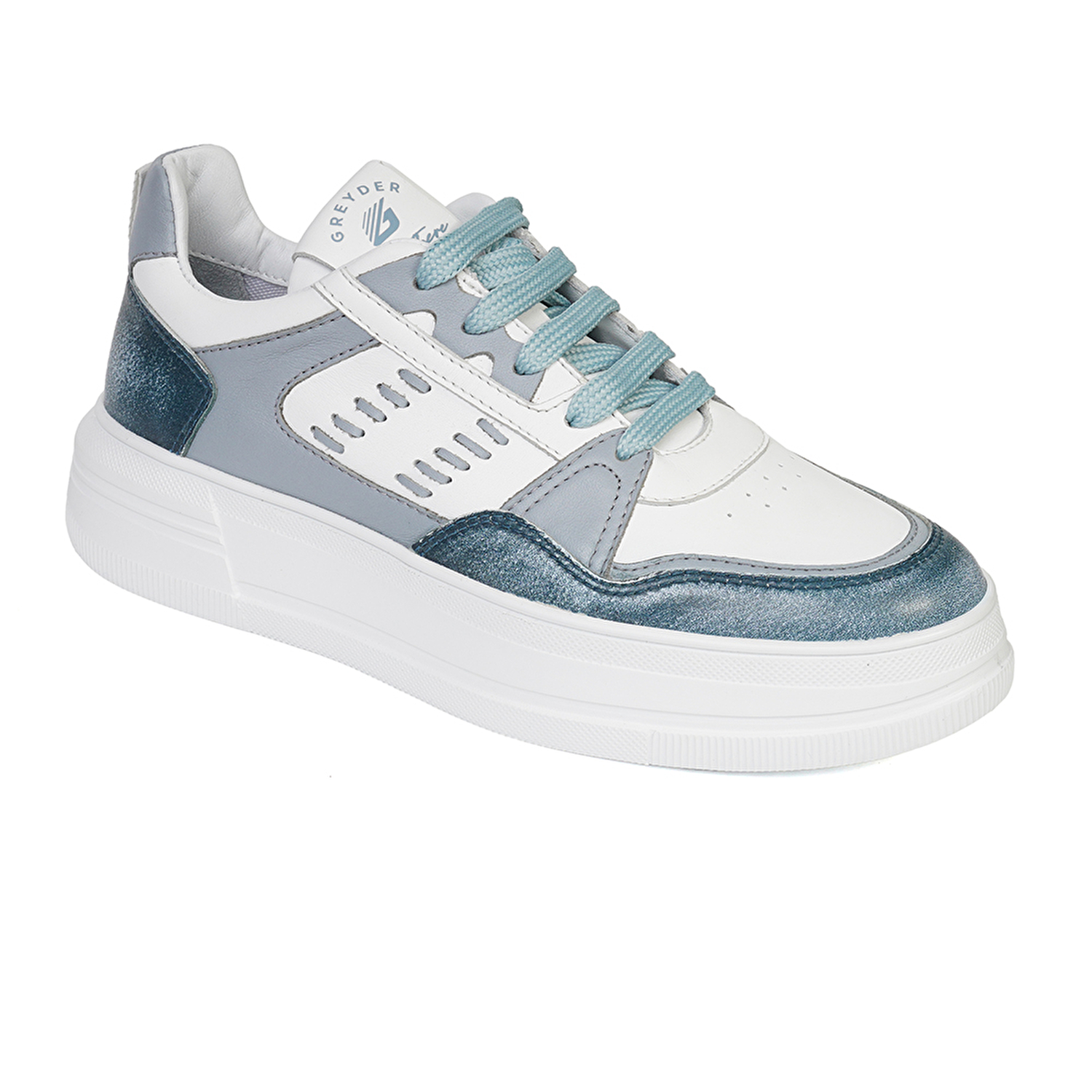 Kadın Mavi Beyaz Hakiki Deri Sneaker Ayakkabı 4Y2SA33220-1