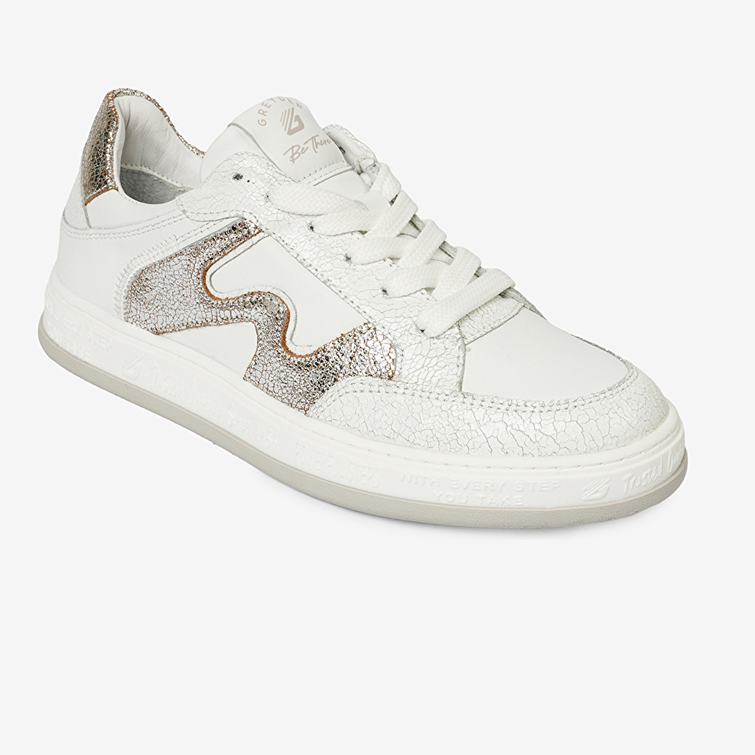 Kadın Beyaz Gümüş Hakiki Deri Sneaker Ayakkabı 4Y2SA33291-1