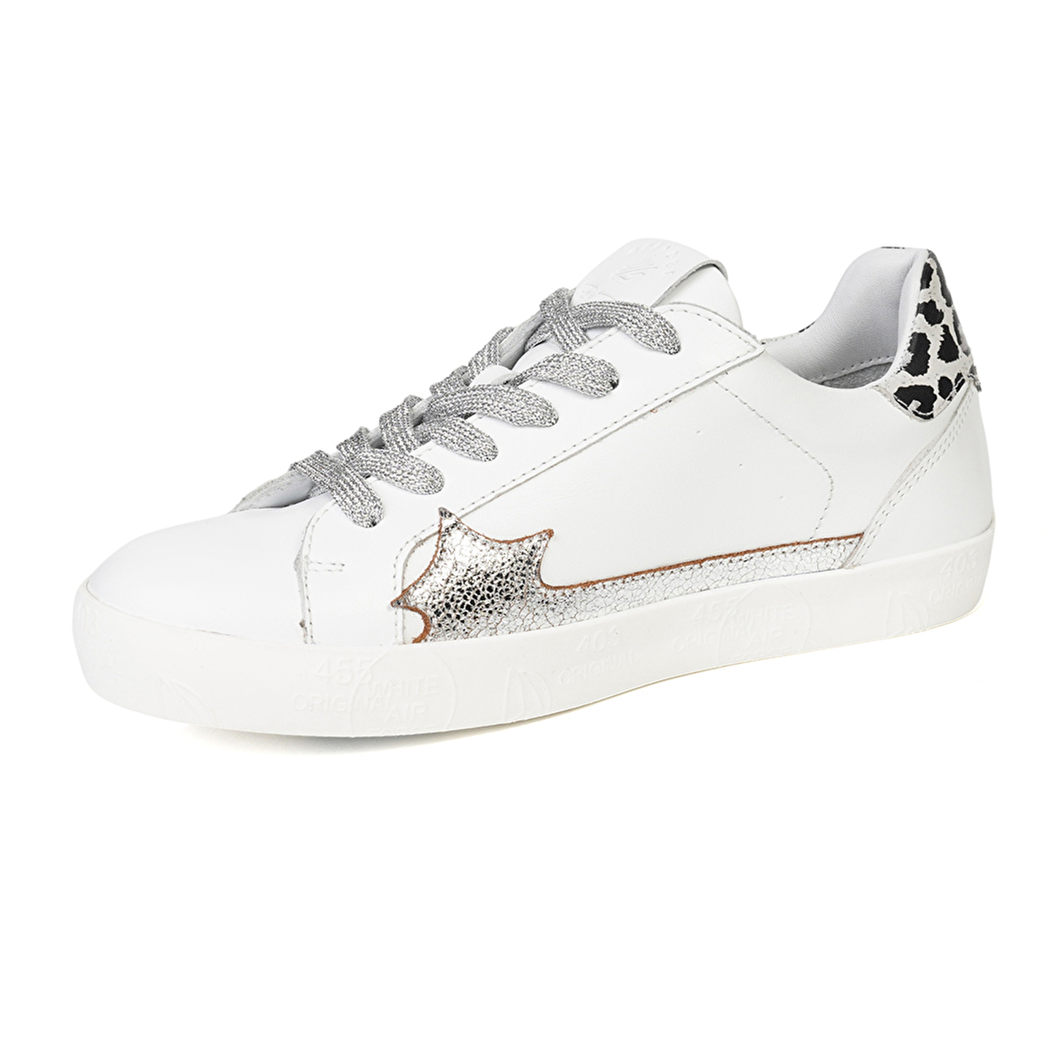 Kadın Beyaz Gümüş Hakiki Deri Sneaker Ayakkabı 4Y2SA33370-2
