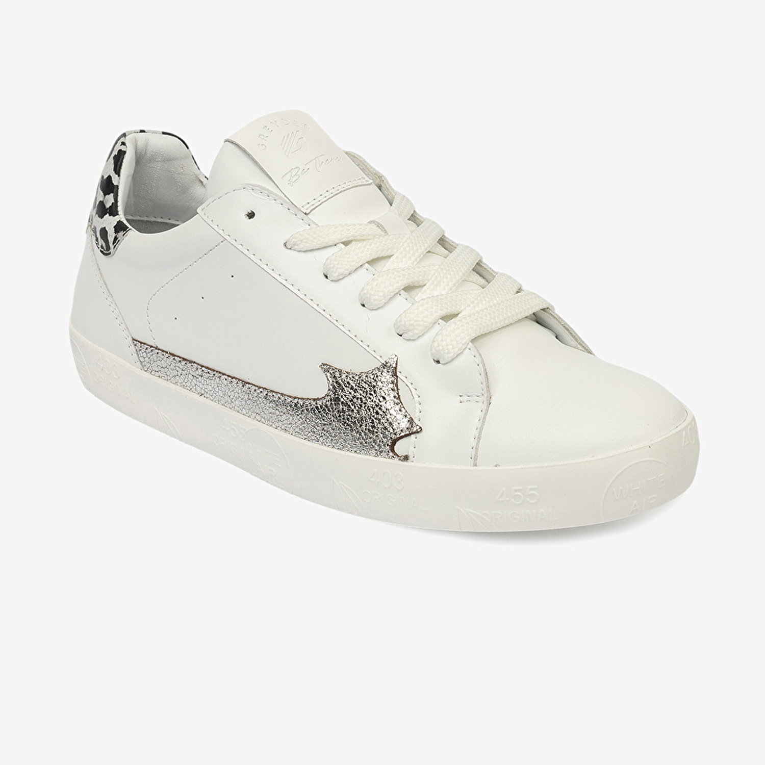 Kadın Beyaz Gümüş Hakiki Deri Sneaker Ayakkabı 4Y2SA33370-1
