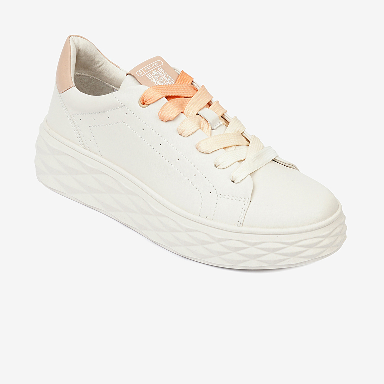 Kadın Kirli Beyaz Nude Hakiki Deri Sneaker Ayakkabı 4Y2SA33380-1
