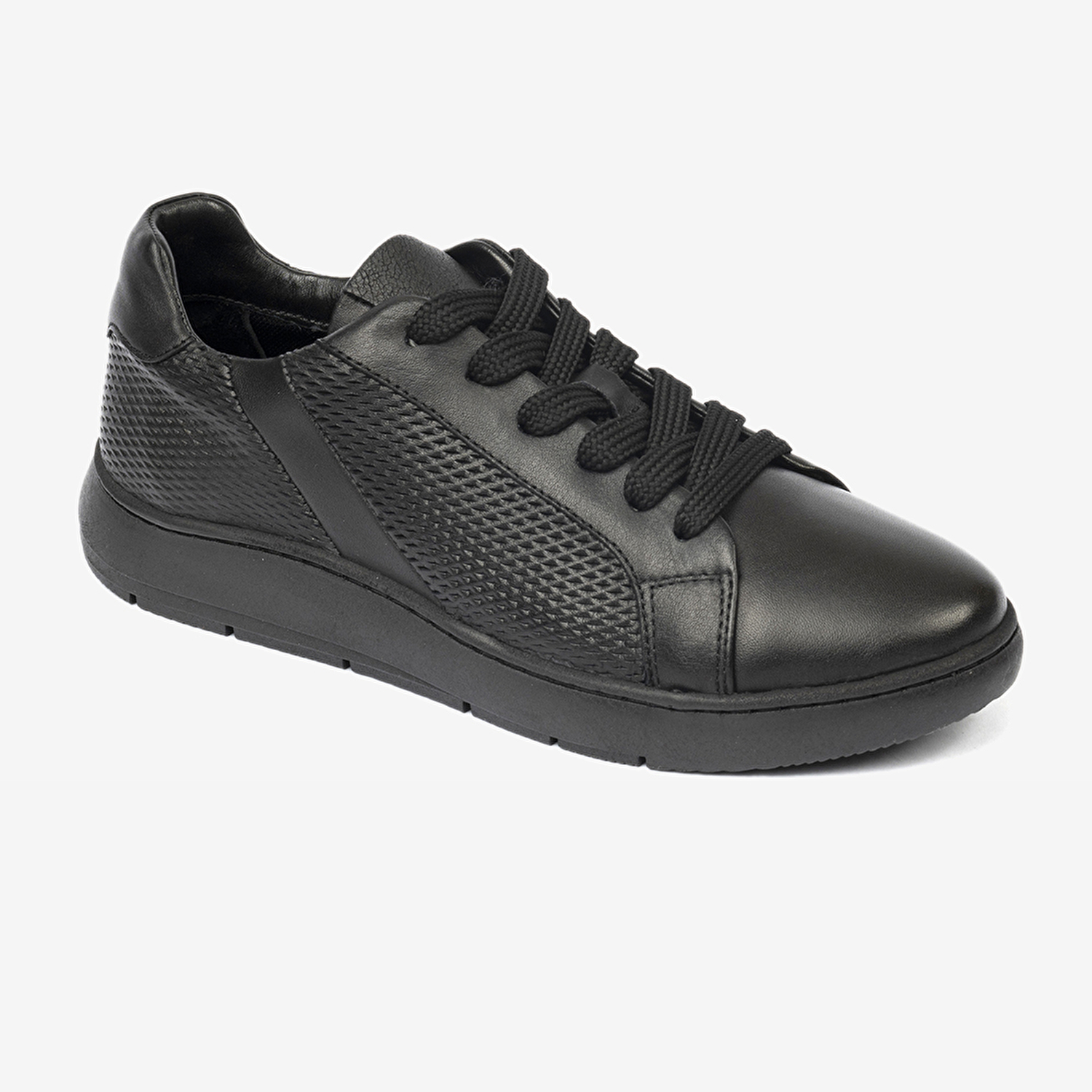 Kadın Siyah Hakiki Deri Sneaker Ayakkabı 4Y2SA33600-1