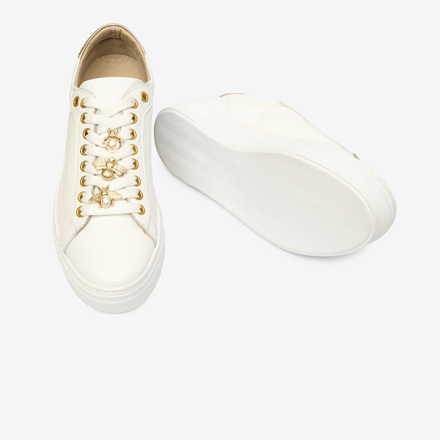 Kadın Beyaz Hakiki Deri Sneaker Ayakkabı 4Y2SA50738-6