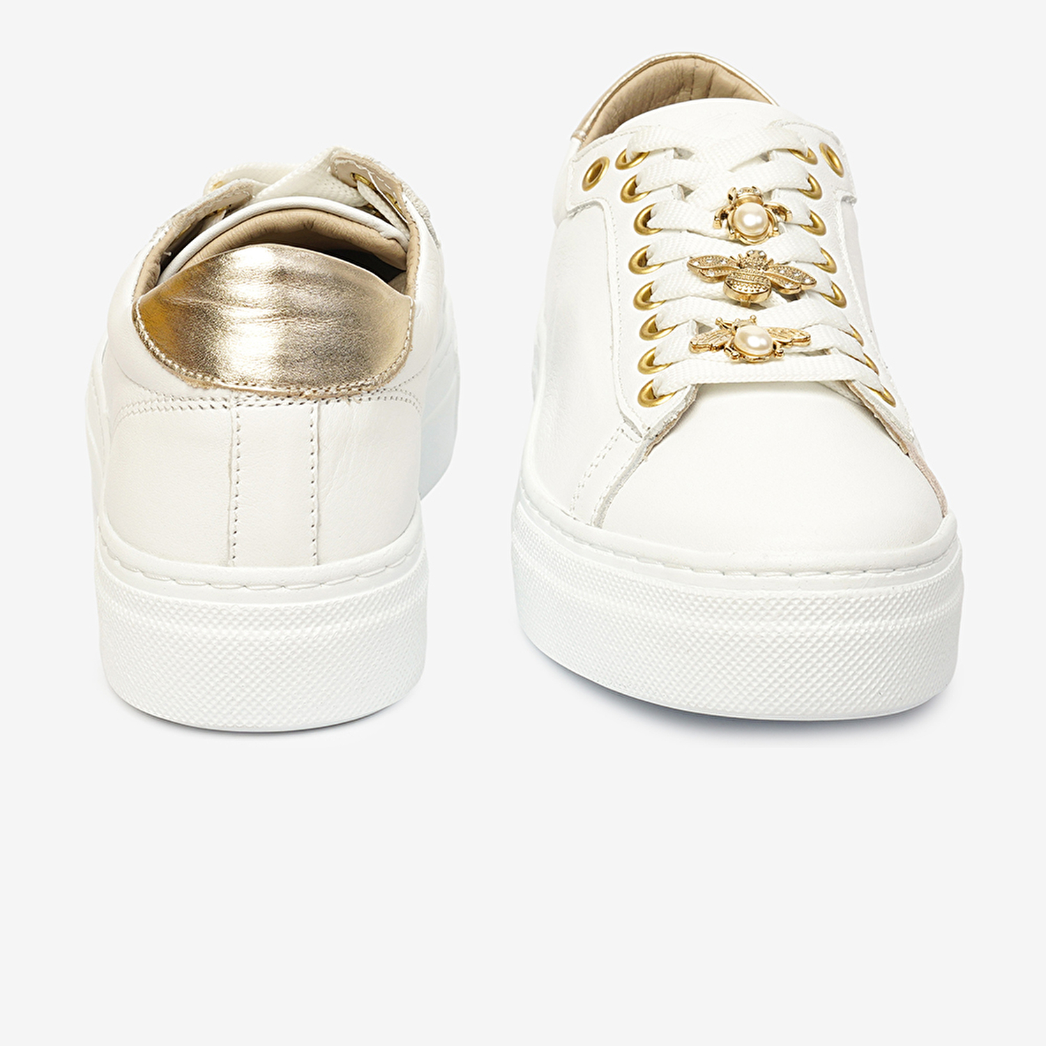 Kadın Beyaz Hakiki Deri Sneaker Ayakkabı 4Y2SA50738-7