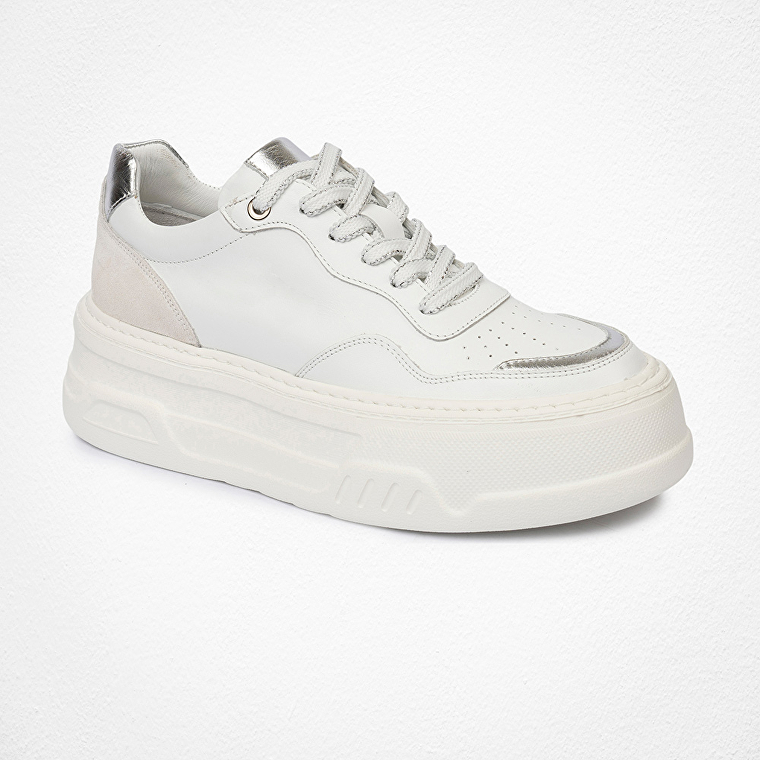 Kadın Beyaz Gümüş Sneaker Ayakkabı 4Y2SA59041-1