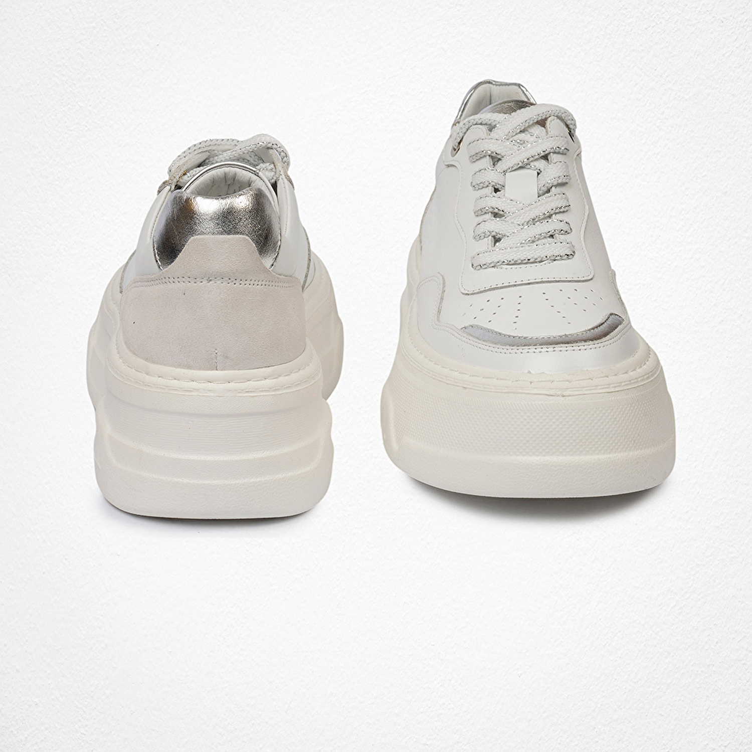 Kadın Beyaz Gümüş Sneaker Ayakkabı 4Y2SA59041-7