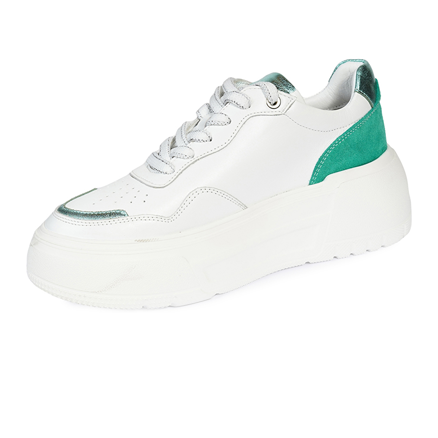 Kadın Beyaz Yeşil Hakiki Deri Sneaker Ayakkabı 4Y2SA59041-2
