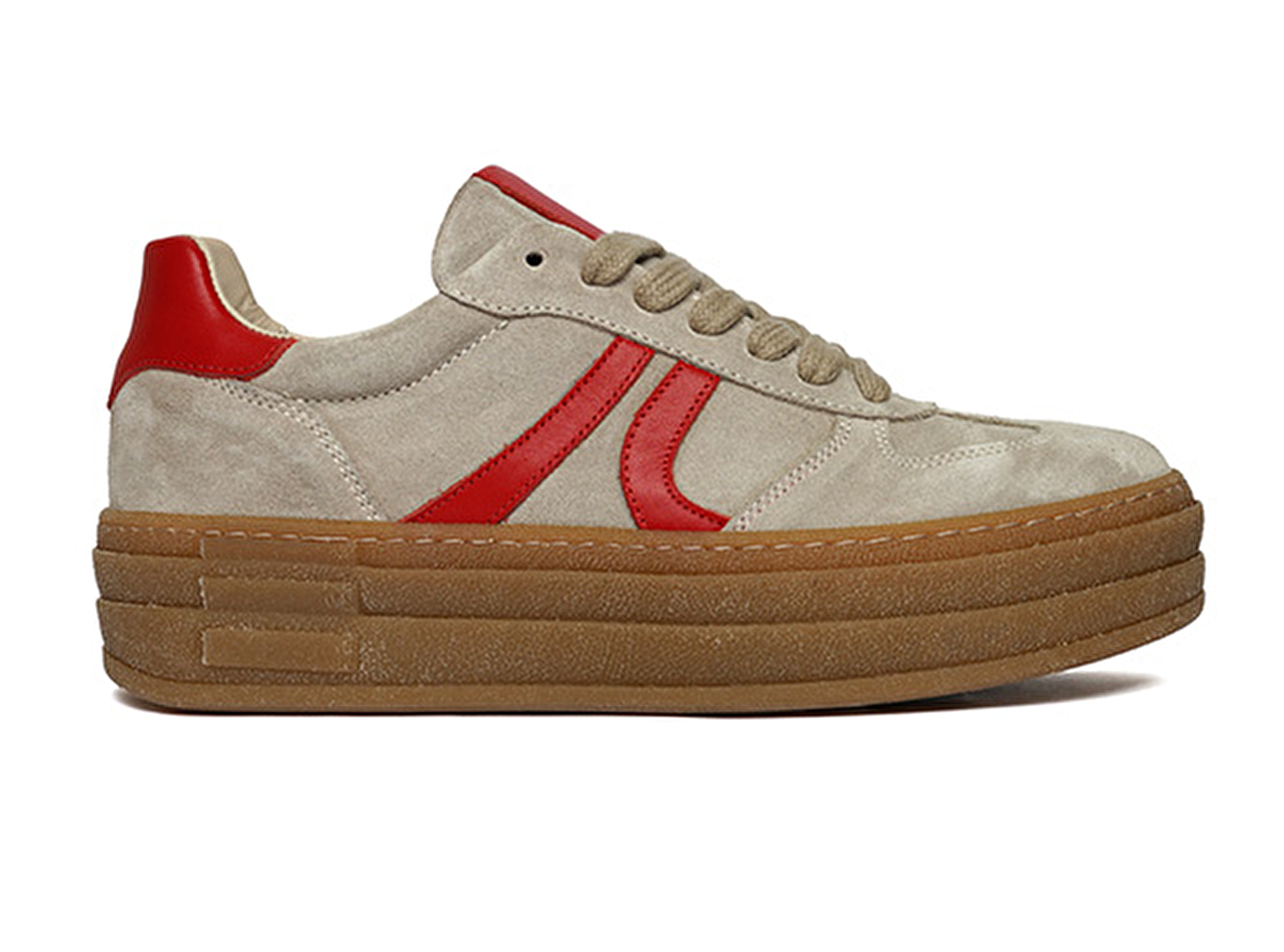 Kadın Bej Süet Hakiki Deri Sneaker Ayakkabı 4Y2SA59107-1