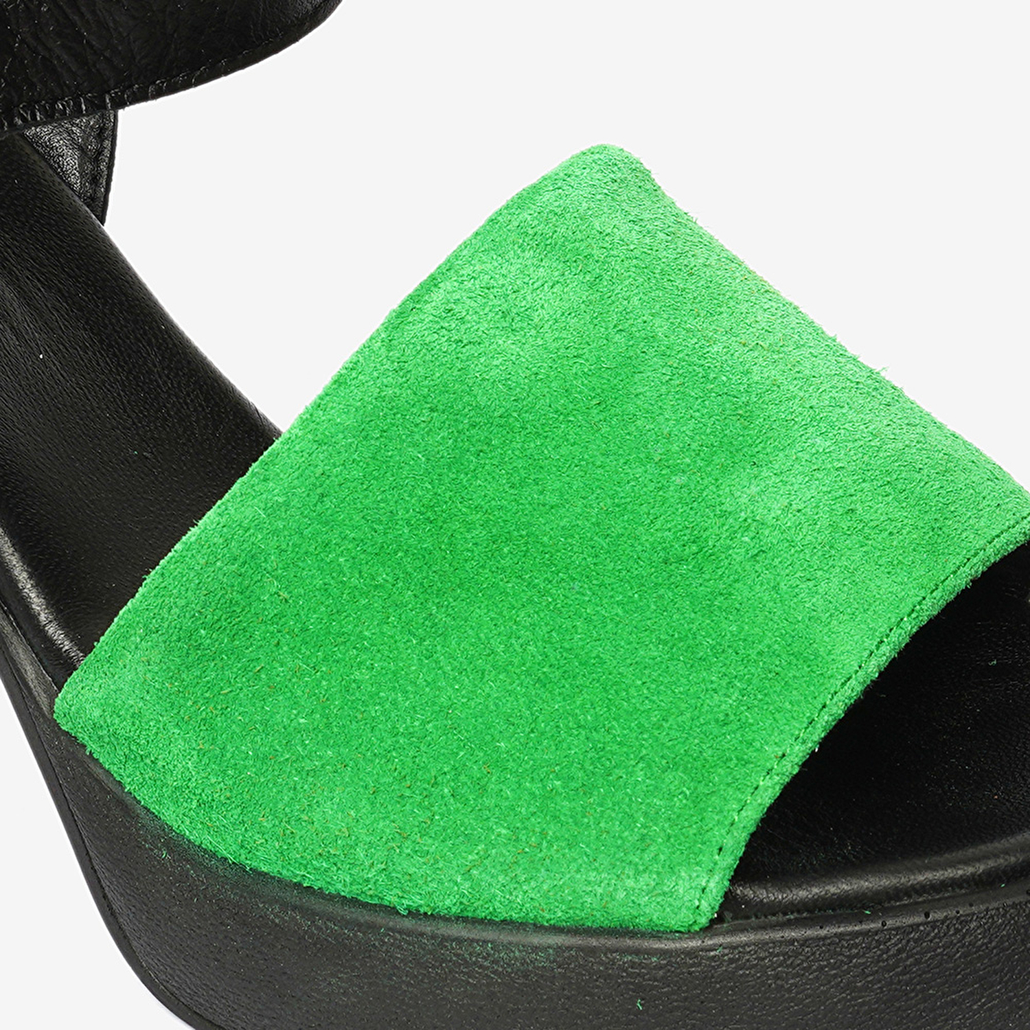 Kadın Siyah Yeşil Hakiki Deri Sandalet 4Y2TS59010-5