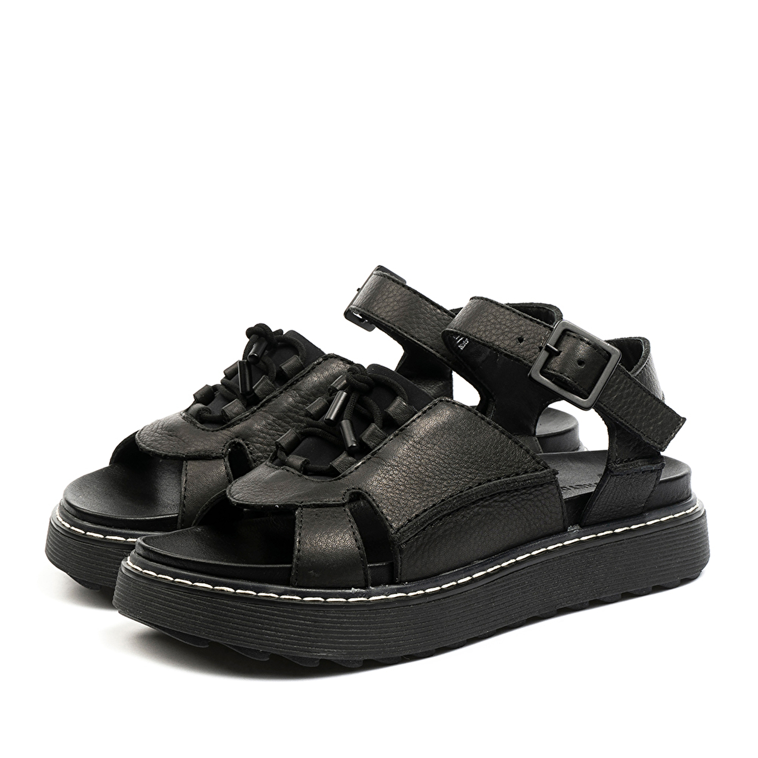 GreyderLAB Kadın Siyah Hakiki Deri Sandalet GL22194-5