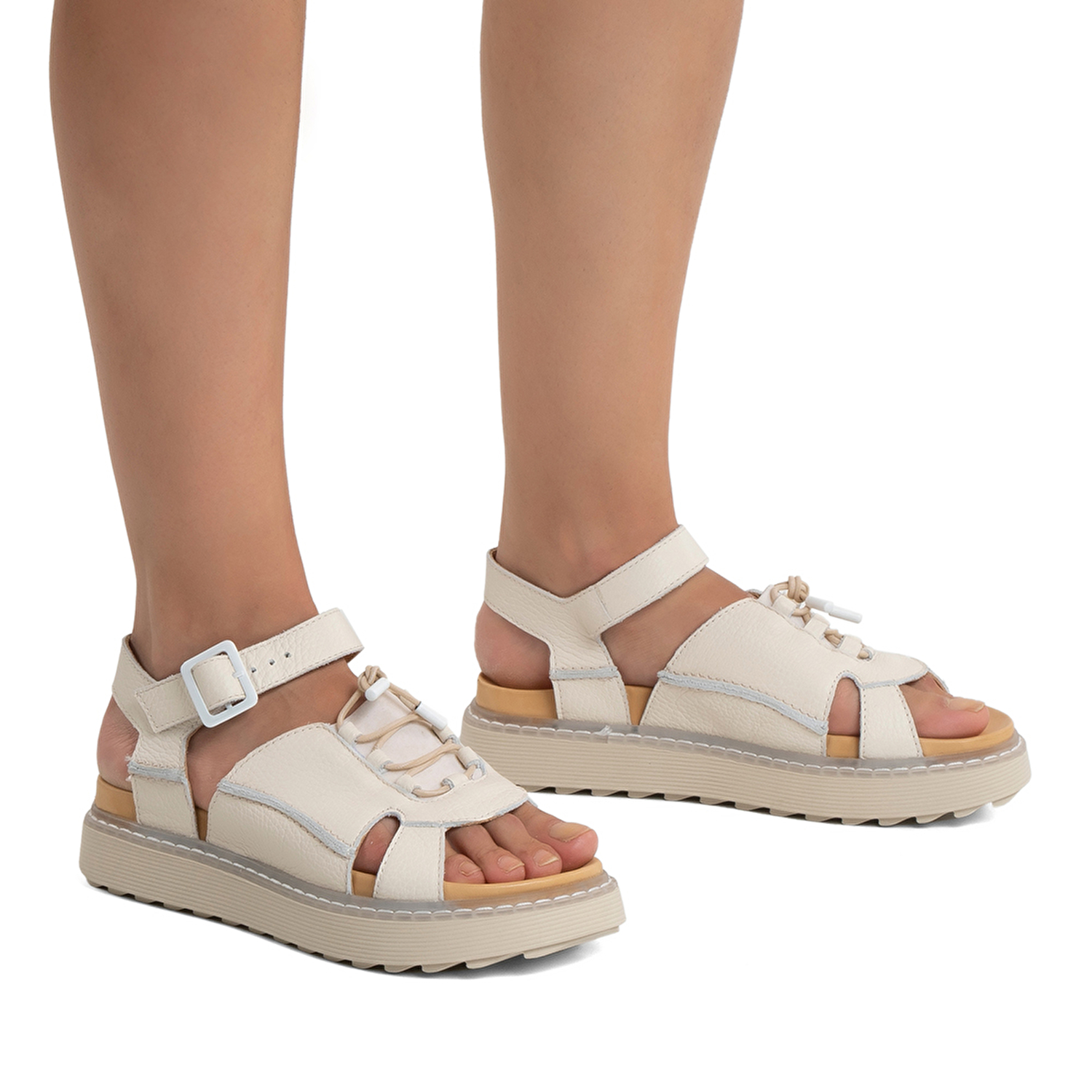 GreyderLAB Kadın Krem Hakiki Deri Sandalet  GL22194-2