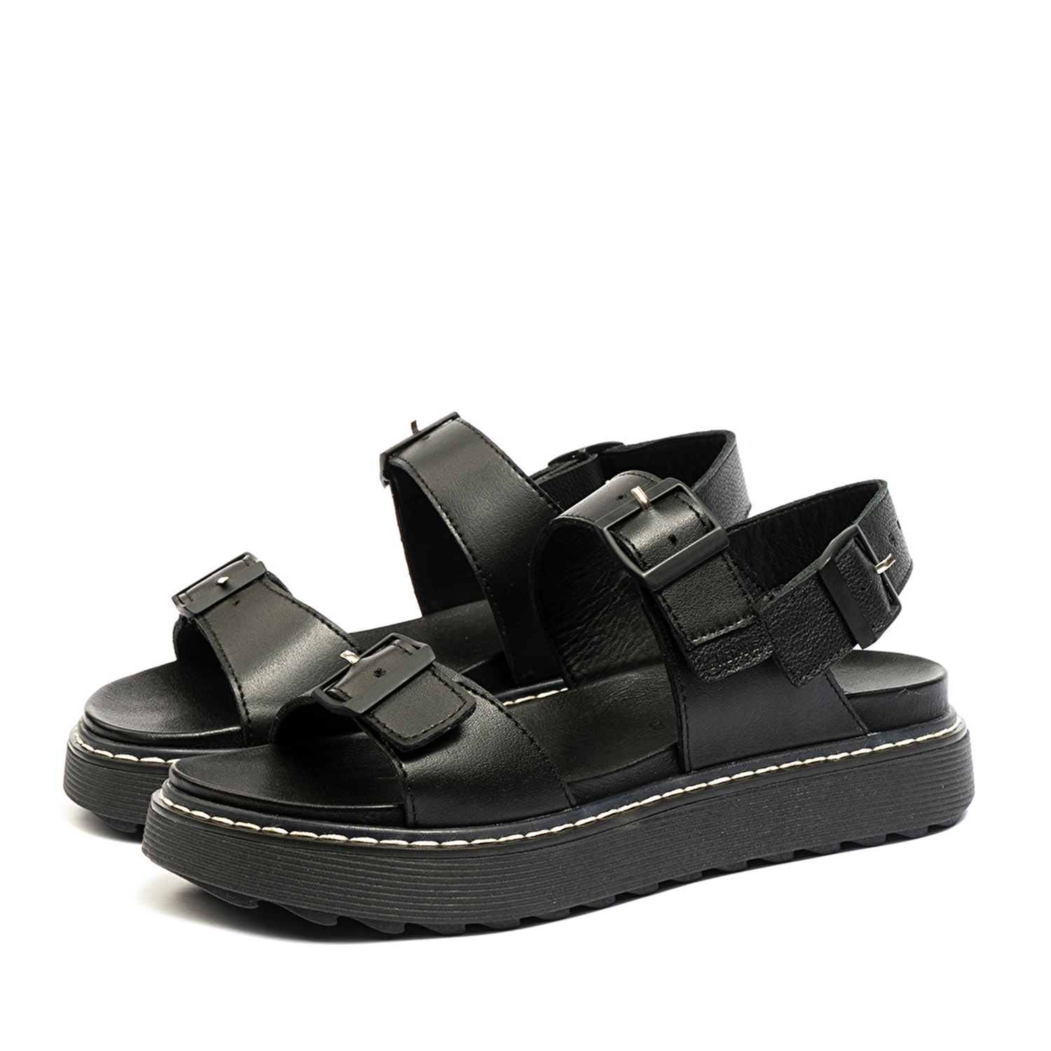 GreyderLAB Kadın Siyah Hakiki Deri Sandalet GL22197-4