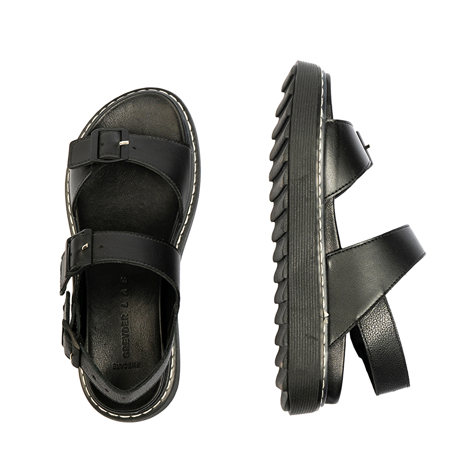 GreyderLAB Kadın Siyah Hakiki Deri Sandalet GL22197-5