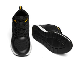 Erkek Siyah Sarı Hakiki Deri Sneaker Ayakkabı 2Y1SA14195-5