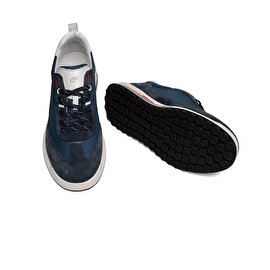 Erkek Lacivert Hakiki Deri Sneaker Ayakkabı 2Y1UA15430-6