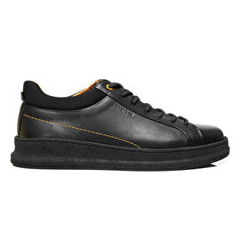 Erkek Siyah Hakiki Deri Sneaker Ayakkabı 3K1SA16370-1