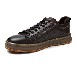 Erkek kahverengi Hakiki Deri Sneaker Ayakkabı 3K1SA16381-2