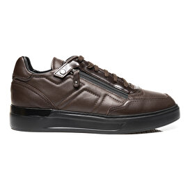 Erkek kahverengi Hakiki Deri Sneaker Ayakkabı 3K1SA16470-1