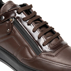 Erkek kahverengi Hakiki Deri Sneaker Ayakkabı 3K1SA16470-4