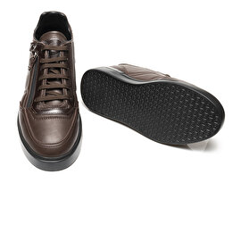 Erkek kahverengi Hakiki Deri Sneaker Ayakkabı 3K1SA16470-5