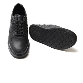 Erkek Siyah Hakiki Deri Sneaker Ayakkabı 3K1SA17002-5