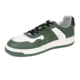 Erkek Yeşil Beyaz Hakiki Deri Sneaker Ayakkabı 3K1SA75174
