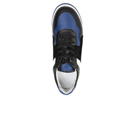 Erkek Siyah Mavi Beyaz Hakiki Deri Sneaker Ayakkabı 3K1SA75174-3
