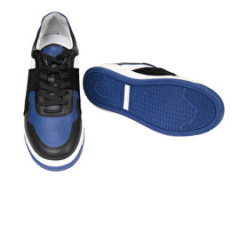 Erkek Siyah Mavi Beyaz Hakiki Deri Sneaker Ayakkabı 3K1SA75174-5