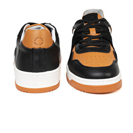 Erkek Siyah Turuncu Beyaz Hakiki Deri Sneaker Ayakkabı 3K1SA75174-6